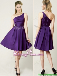 Beautiful One Shoulder Purple Short Prom Dress for Summer