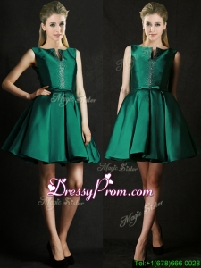 Classical A Line Green Short Prom Dress with Beading and Belt