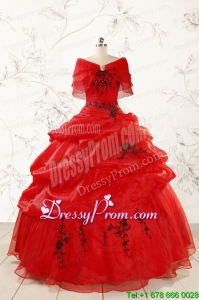 Custom Made Sweetheart Appliques Quinceanera Dress in Red