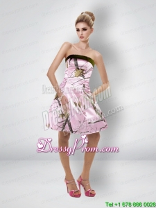 2015 Comfortable Short Strapless Baby Pink Camo Prom Dresses