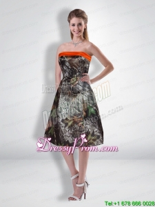 2015 Popular Short Strapless Knee Length Camo Prom Dresses