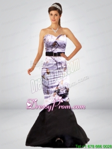 Popular Mermaid Camo Prom Dresses with Hand Made Flower and Sashes