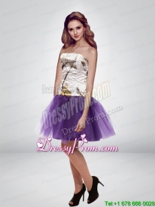 Popular Mini Length Strapless Camo Prom Dresses in Multi Color