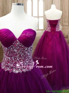 Fashionable A Line Burgundy Sweet 16 Dress with Beading for Spring