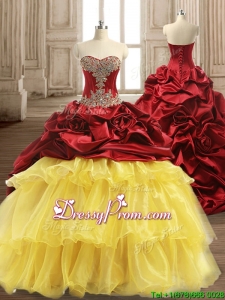 Luxurious Beaded and Ruffled Layers Quinceanera Dress with Brush Train