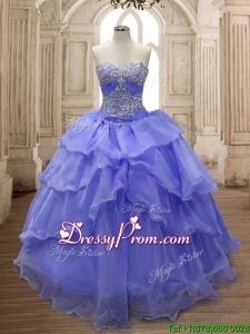 Lovely Lavender Big Puffy Quinceanera Dress with Ruffled Layers and Beading