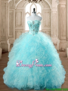 Best Selling Tulle Beading and Ruffles Quinceanera Dress in Baby Blue