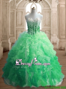 Inexpensive Beaded and Ruffled Quinceanera Dress in Gradient Color