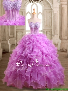 Lovely Applique and Beaded Organza Quinceanera Dress in Lilac