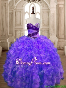 Romantic Organza Beading and Ruffles Sweet 16 Dress with Puffy Skirt