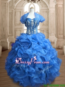 Discount Big Puffy Organza Quinceanera Dress with Beading and Ruffles