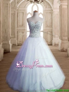 Most Popular White Tulle Sweet 16 Dress with Beading