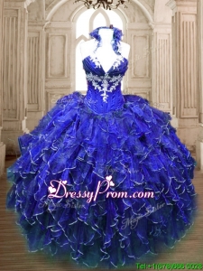 Hot Sale Applique and Ruffled Quinceanera Dress in Royal Blue