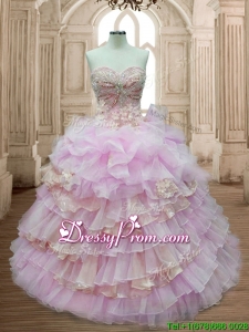 Lovely Organza Sweet 16 Dress with Ruffled Layers and Appliques