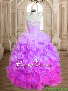 Most Popular Beaded and Ruffled Colorful Quinceanera Dress in Organza