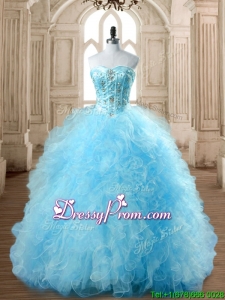 Discount Aqua Blue Quinceanera Dress with Beading and Ruffles