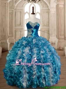 Luxurious Beaded Bust and Ruffled Sweet 16 Dress in Organza