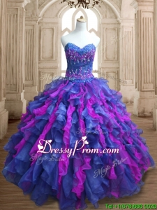 Best Selling Really Puffy Organza Quinceanera Dress with Appliques and Ruffles
