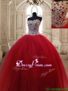 Hot Sale Beaded Bodice Sweet 16 Dress in Wine Red