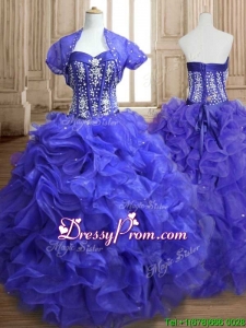 Exclusive Straps Hot Pink Quinceanera Dress with Beading and Ruffles