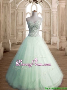 Classical Beaded Bodice Tulle Quinceanera Dress in Apple Green