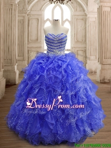 Latest Beaded and Ruffled Organza Quinceanera Dress with Really Puffy