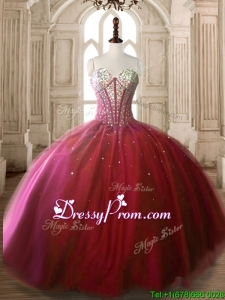 Classical Big Puffy Wine Red Quinceanera Dress with Beading