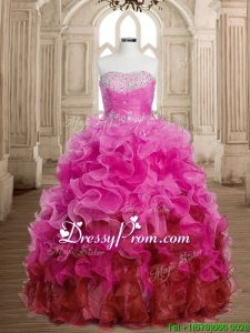 Best Selling Rainbow Quinceanera Dress with Beading and Ruffles