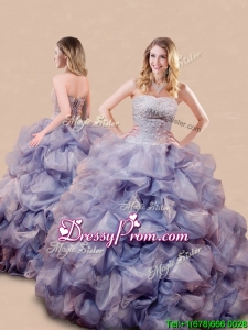 2016 Romantic Beaded and Bubble Big Puffy Quinceanera Dress in Lavender