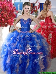 Elegant Applique and Ruffled Big Puffy Quinceanera Dress in Organza