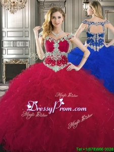 Classical Off the Shoulder Cap Sleeves Quinceanera Dress with Beading and Ruffles