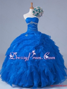 2015 Pretty Strapless Quinceanera Dresses with Beading and Ruffles