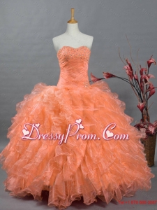 2015 Fashionable Sweetheart Quinceanera Gowns with Beading and Ruffles