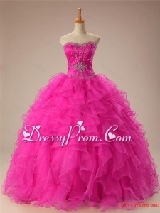 2015 Sexy Sweetheart Ball Gown Sweet 16 Dresses in Hot Pink