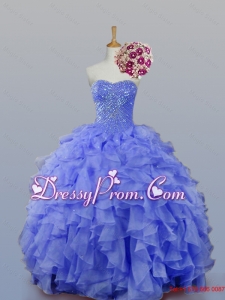 2015 Sweetheart Beaded Quinceanera Dresses with Ruffles