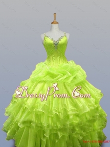 Luxurious Straps Quinceanera Dresses with Ruffled Layers for 2015