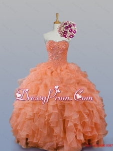 Pretty Sweetheart Beaded Quinceanera Gowns in Organza for 2015