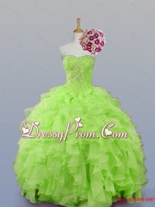 2015 Perfect Sweetheart Beaded Quinceanera Dresses with Ruffles