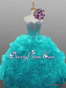 Gorgeous Sweetheart Beaded Quinceanera Dresses with Rolling Flowers