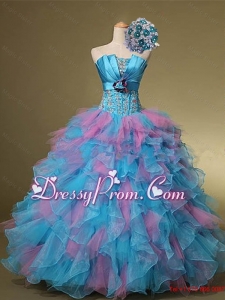 Multi Color Hand Made Flowers and Beaded Quinceanera Dresses for 2015 Summer