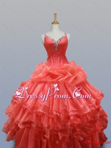 Ruffled Layers Straps Quinceanera Dresses with Beading for 2015