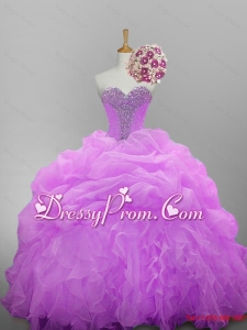 2015 Pretty Sweetheart Quinceanera Dresses with Beading and Ruffled Layers