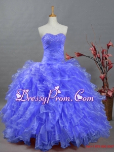 2015 Perfect Sweetheart Dresses for Quinceanera with Beading and Ruffles