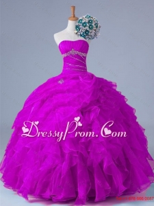 2015 Strapless Quinceanera Dresses with Beading and Ruffles