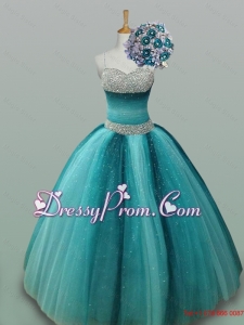 Beaded Spaghetti Straps Quinceanera Dresses in Tulle for 2015