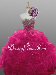 Beading and Rolling Flowers Sweetheart Quinceanera Dresses for 2015