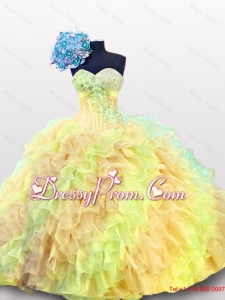 Puffy Multi Color Beading Quinceanera Dresses with Sweetheart