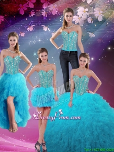 Detachable Sweetheart Beaded and Ruffles Sweet 16 Dresses