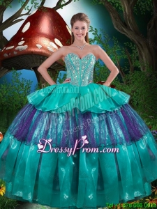 Modest Sweetheart Beaded Quinceanera Dresses with Ruching for 2016