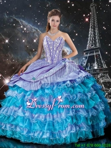 Wonderful Multi Color Sweet 16 Dresses with Ruffled Layers and Beading
